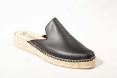 Black leather espadrille